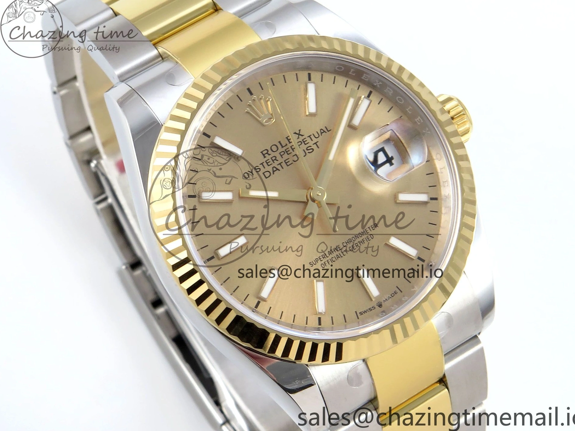 MiroTime 0418 SmartChoice DateJust 36 126233 EWEF Best Edition YG Stick Dial on SS YG Oyster Bracelet A 669
